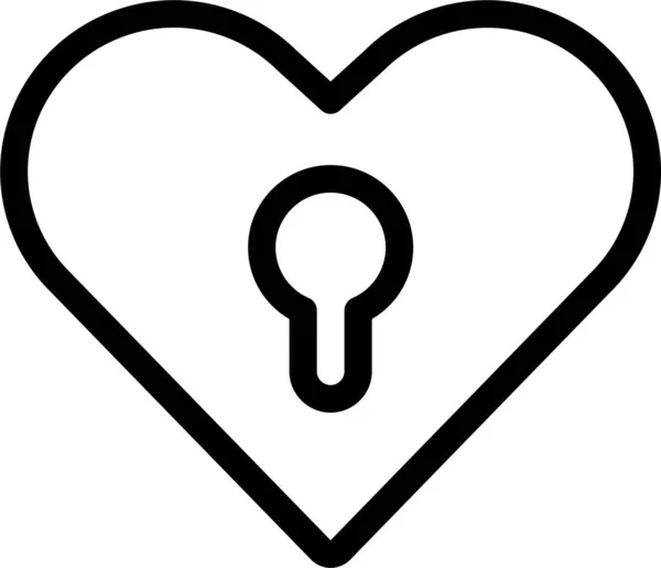 Иконка Замка Сердечной Замочной Скважины Стиле Контура — стоковый вектор