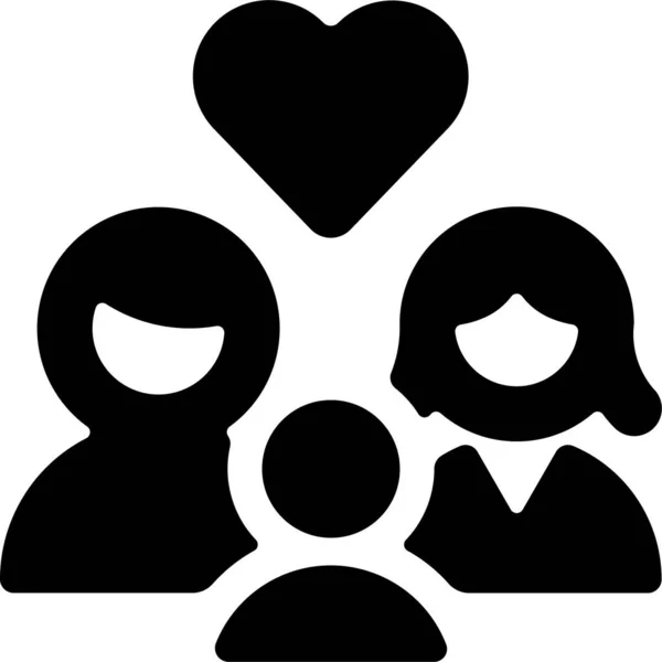 Family Heart Parent Icon Solid Style — Stock Vector