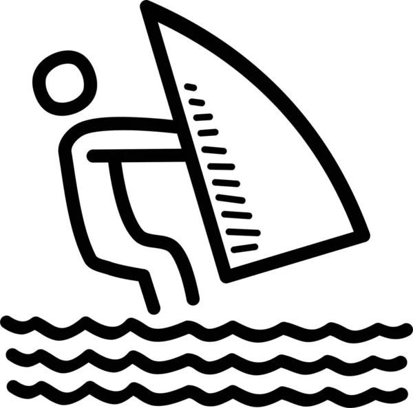 Aktivität Strand Wakeboarding Ikone Handgezeichnetem Stil — Stockvektor