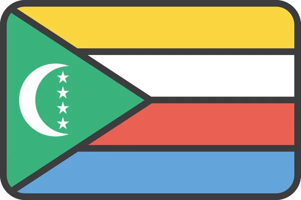 Icono Del País Las Comoras Africanas Estilo Filledoutline — Vector de stock
