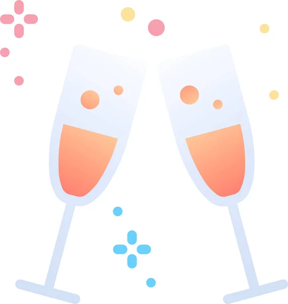Champagner Drink Ikone Sanftem Stil Feiern — Stockvektor