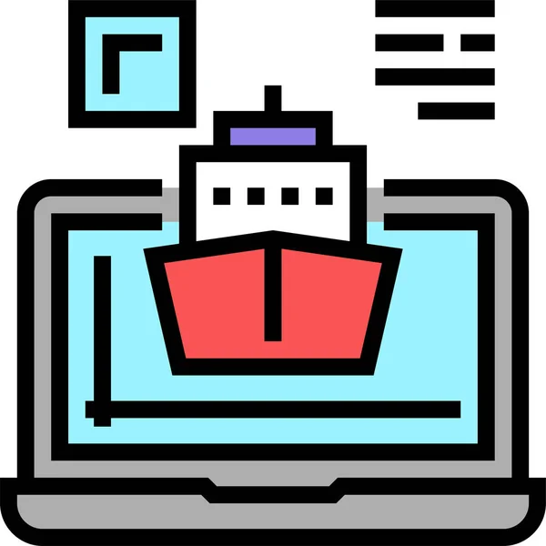 Computer Ship Modeling Icon — Stock Vector