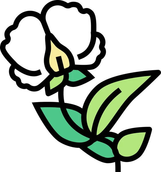 花开的植物豌豆图标 有花纹的轮廓 — 图库矢量图片
