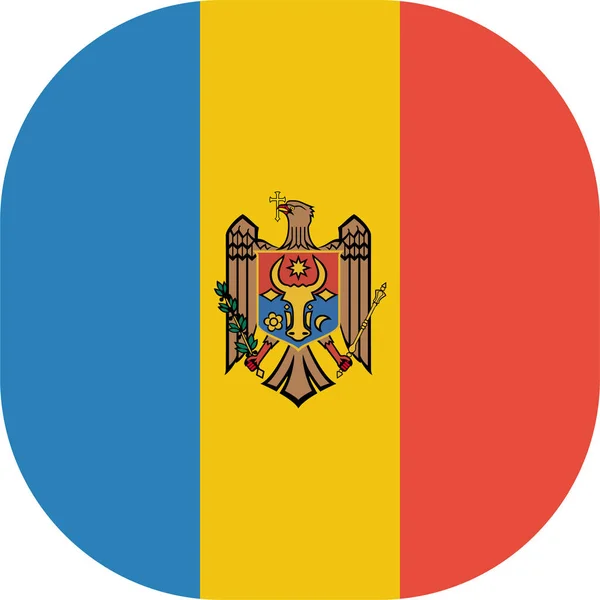 Drapeau Pays Moldova Icône Dans Style Plat — Image vectorielle