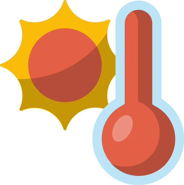 Calor Icono Sol Caliente Estilo Plano — Archivo Imágenes Vectoriales