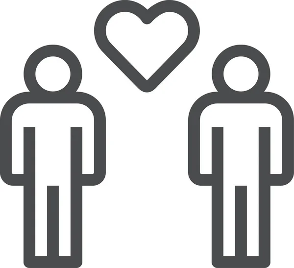 Gay Couple Man Icon Outline Style — Stock Vector