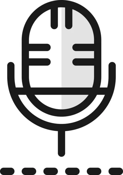 Ikona Vyplněného Mikrofonu Podcast Obrysu Vyplněném Stylu — Stockový vektor