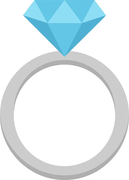 Prsten Diamant Zásnuby Ikona Plochém Stylu — Stockový vektor