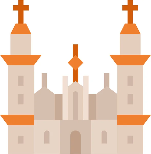 Építészeti Katedrális Mérföldkő Ikon Épület Kategóriában — Stock Vector