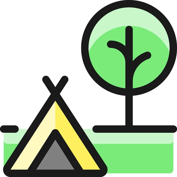 野营帐篷森林图标 轮廓式 — 图库矢量图片