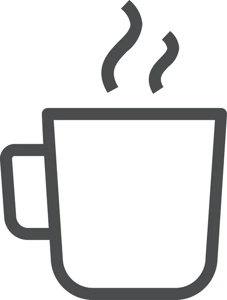 Koffiebeker Mok Pictogram Omtrek Stijl — Stockvector