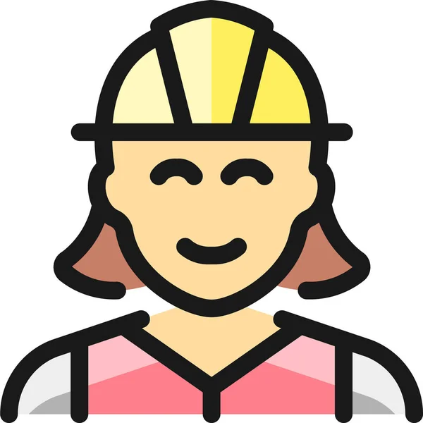 Profesiones Mujer Icono Construcción Estilo Filledoutline — Vector de stock