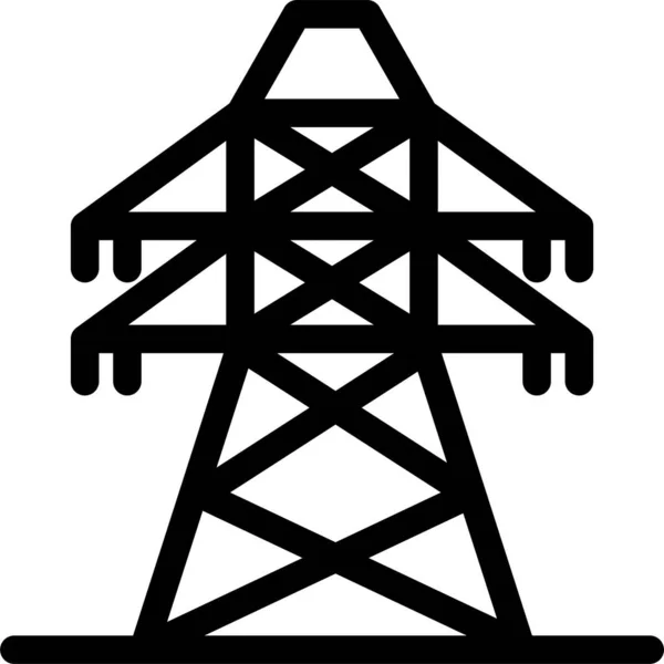 Icona Della Torre Energia Elettrica Stile Contorno — Vettoriale Stock