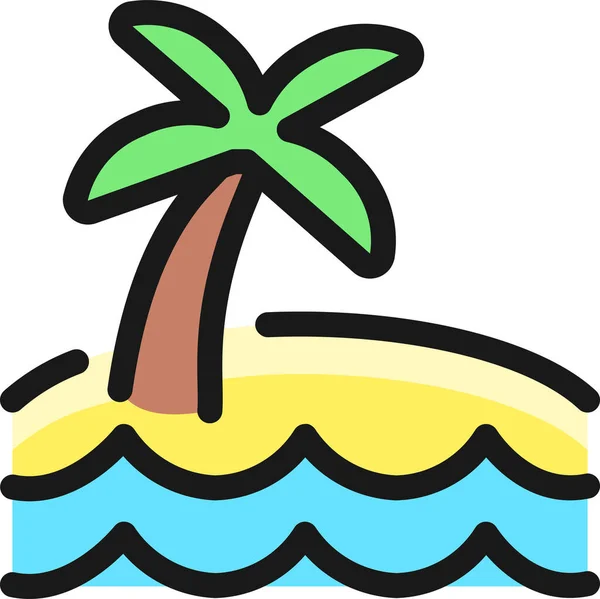 Strand Palm Water Icoon Filedoutline Stijl — Stockvector
