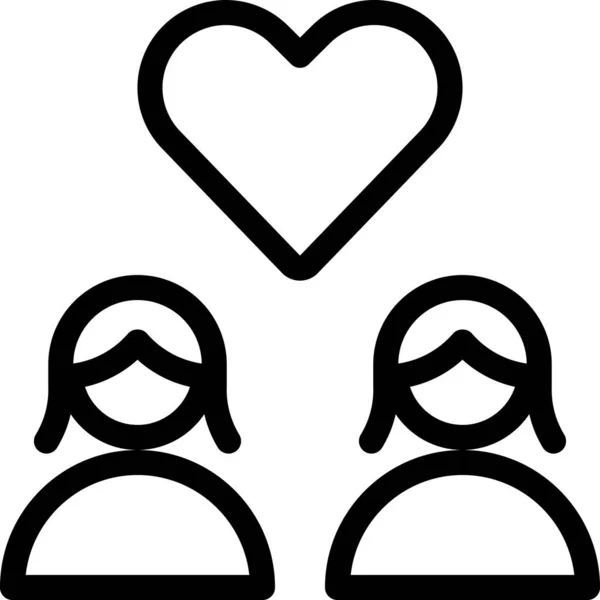 Couple Heart Homosexual Icon Outline Style — Stock Vector