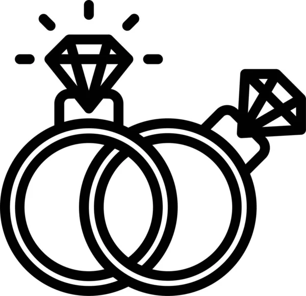 Διαμάντι Εμπλοκής Εικονίδιο Αγάπης Στυλ Περίγραμμα — Διανυσματικό Αρχείο