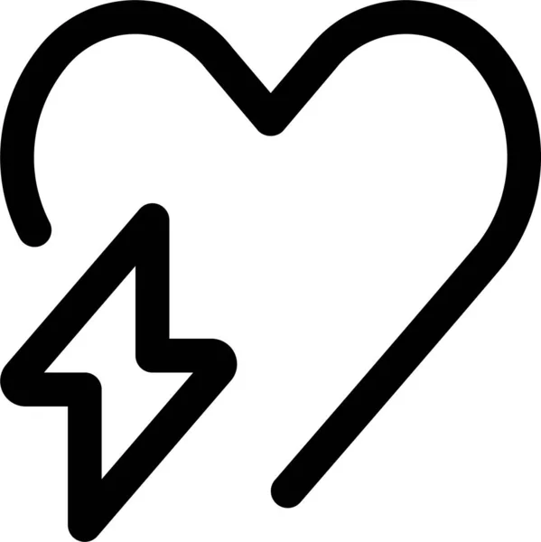Bezpečnostní Srdce Elektrická Ikona Obrysovém Stylu — Stockový vektor