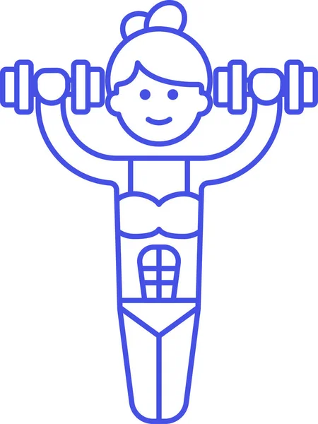 Bodybuilder Icône Poids Féminin Dans Style Contour — Image vectorielle