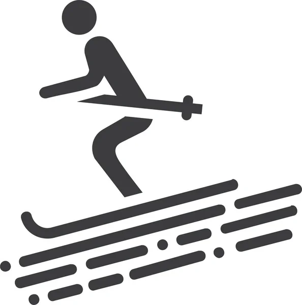 Икона Игрового Отдыха Лыжах Твердом Стиле — стоковый вектор