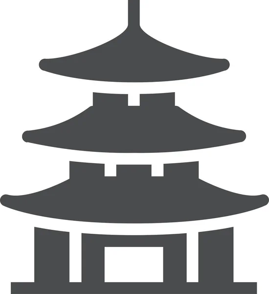 Templo Budismo Icono Chino Estilo Sólido — Vector de stock