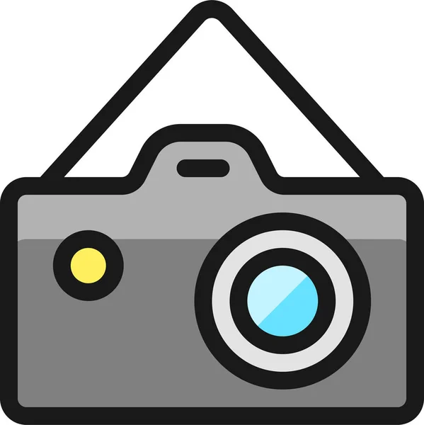 相机带有文件格式的文件格式轮廓图标 — 图库矢量图片