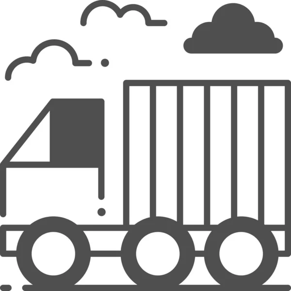 Ikona Samochodu Ciężarowego Transportu Stylu Semiolid — Wektor stockowy