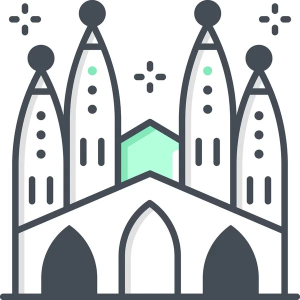 Sagrada Familia Barcelona Icono Católico Estilo Filledoutline — Archivo Imágenes Vectoriales