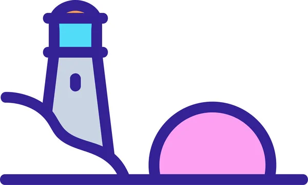 Ciudad Faro Océano Icono — Vector de stock