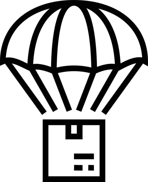 Ícone Paraquedas Papelão Para Baixo Estilo Esboço — Vetor de Stock