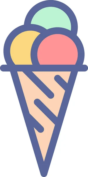 Kegel Dessert Eis Ikone Filetiertem Outline Stil — Stockvektor
