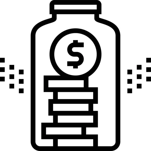 Botella Monedas Educación Icono — Vector de stock