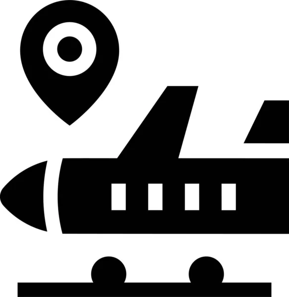 Aeropuerto Avión Ubicación Pin Icono — Vector de stock