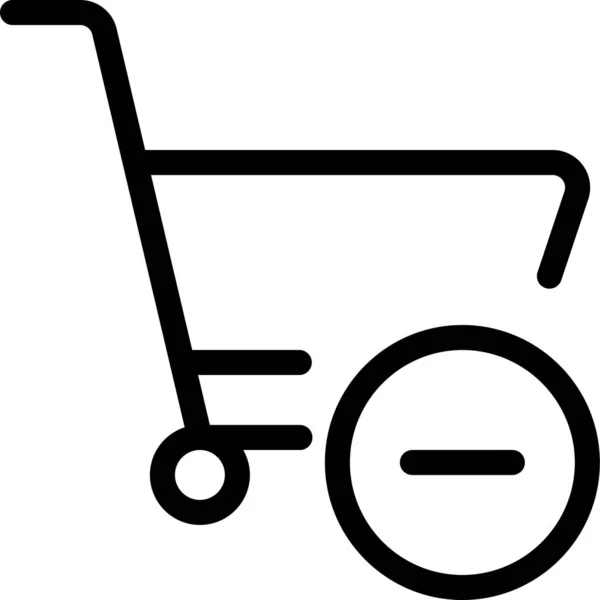 Carrito Compra Eliminar Icono Estilo Esquema — Vector de stock