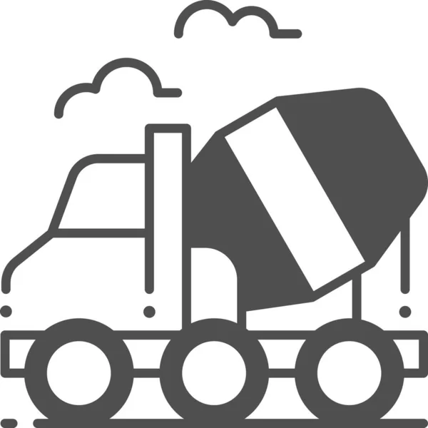 Mixer Construction Cement Mixer Icon Semisolid Style — Stock Vector