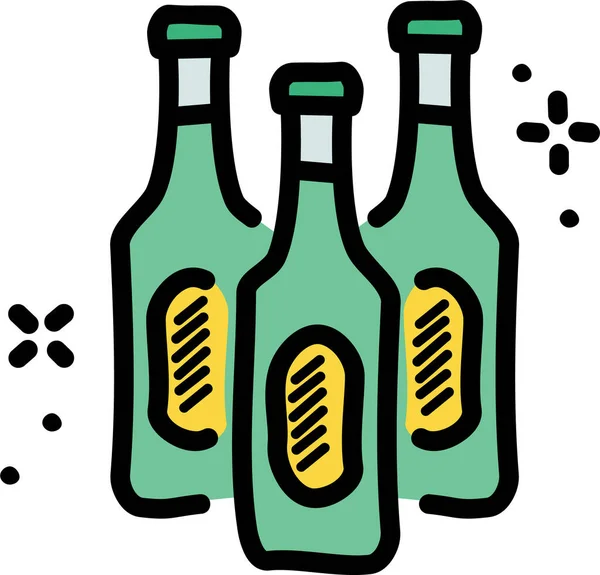 Alkohol Flaska Ikon Ifylld Kontur Stil — Stock vektor