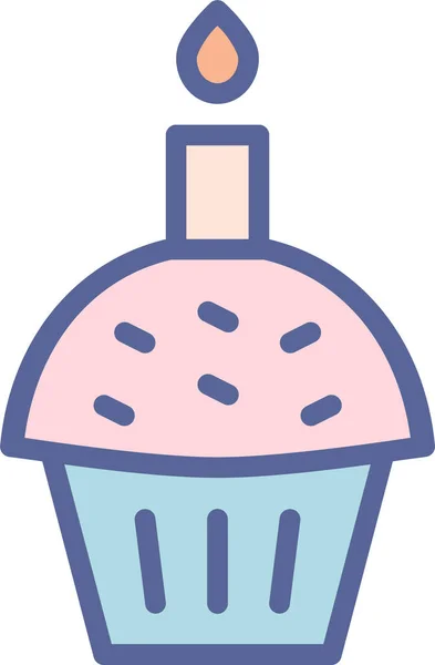 Cuocere Icona Del Muffin Torta Pieno Stile Contorno — Vettoriale Stock