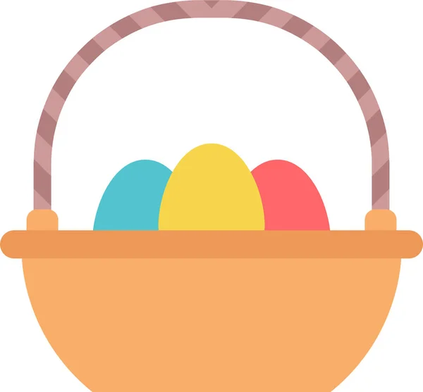 Cesta Huevo Pascua Icono Estilo Plano — Vector de stock