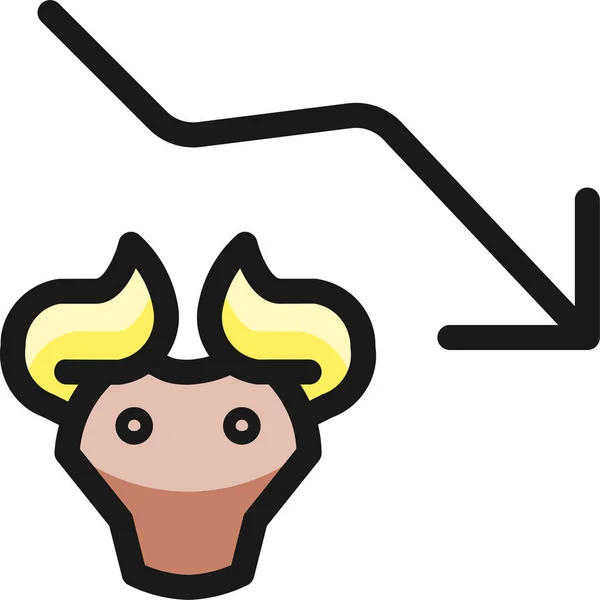Menyimpan Ikon Penurunan Bull Dalam Gaya Filledoutline - Stok Vektor