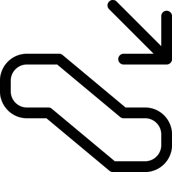 Roltrap Afdalen Pictogram Omtrek Stijl — Stockvector