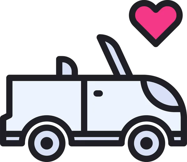 Automobile Voiture Amour Icône Dans Filledoutline Style — Image vectorielle