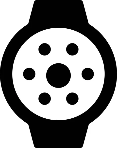 Icono Del Círculo Reloj Inteligente Estilo Sólido — Vector de stock