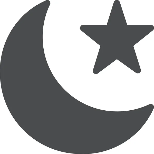 Lune Étoile Islam Icône Dans Style Solide — Image vectorielle