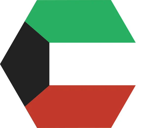 Bandera Del País Kuwait Icono Estilo Plano — Vector de stock