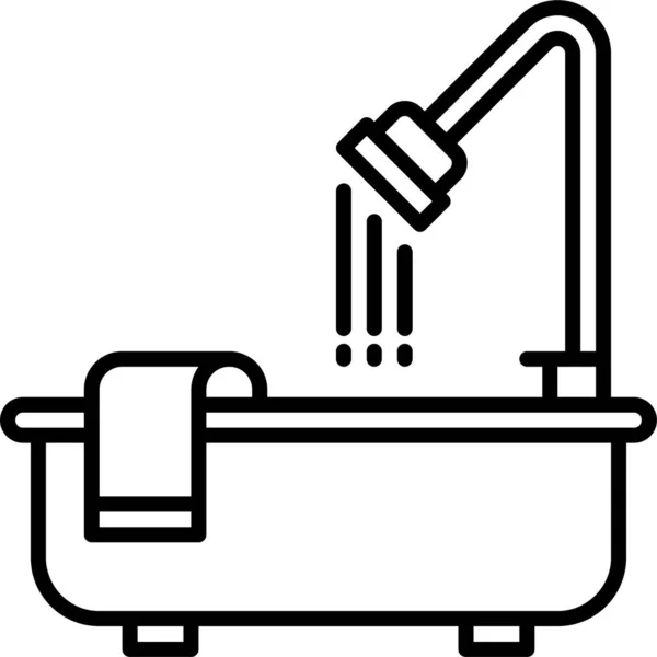 Fürdő Fürdőszoba Fürdőkád Ikon Vázlatos Stílusban — Stock Vector