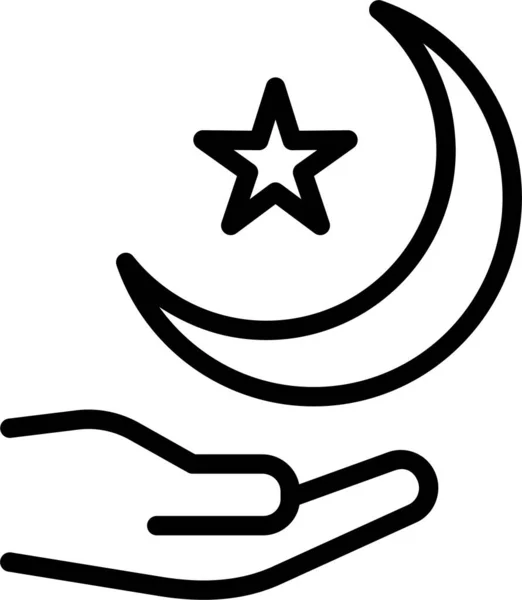 Luna Creciente Icono Ramadán Estilo Contorno — Vector de stock