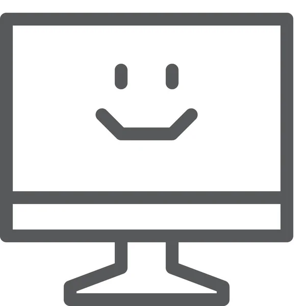 Dator Imac Smiley Ikon Konturstil — Stock vektor