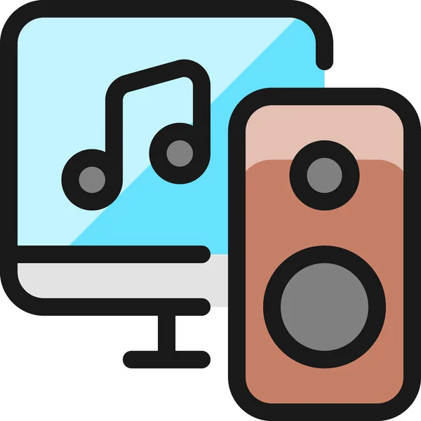 Icono Monitor Música Moderna Estilo Filledoutline — Vector de stock