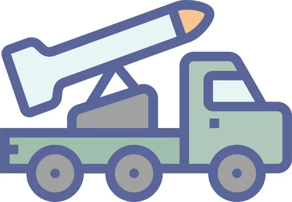 Στρατιωτικό Εικονίδιο Φορτηγού Πυραύλων Filledskip Στυλ — Διανυσματικό Αρχείο