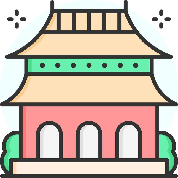 Pekin Çin Tarihi Simgesi Dosya Ana Hatları Biçiminde — Stok Vektör