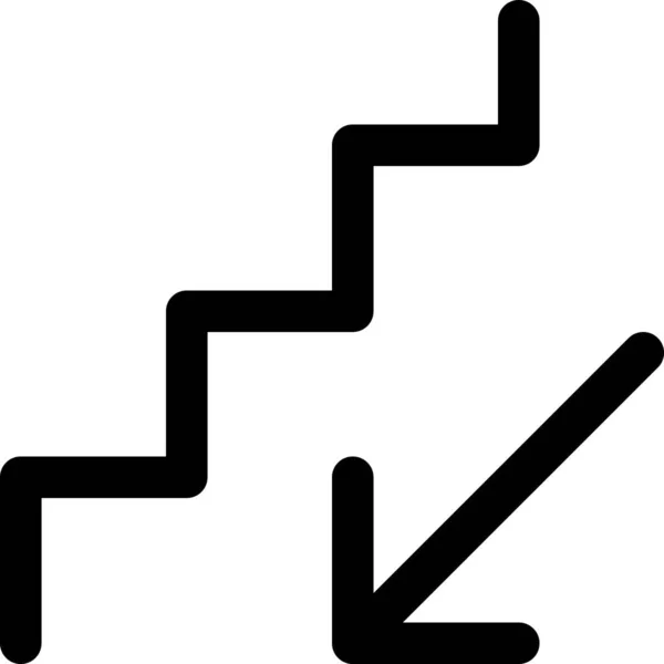 Σκάλες Κατεβαίνουν Εικονίδιο Στυλ Περίγραμμα — Διανυσματικό Αρχείο